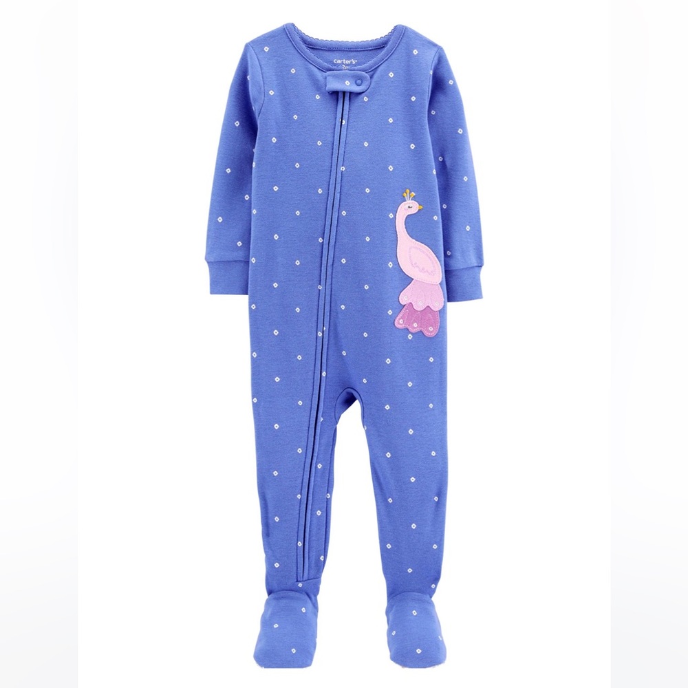 1-Piece Peacock 100% Snug Fit Cotton Footie PJs